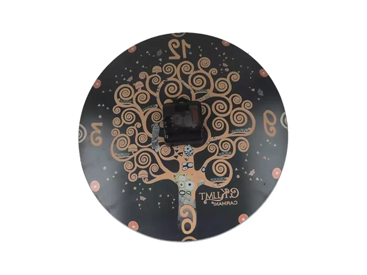 Zegar szklany 30 cm Gustav Klimt Drzewo zycia widok z tyłu z miejscem na baterie