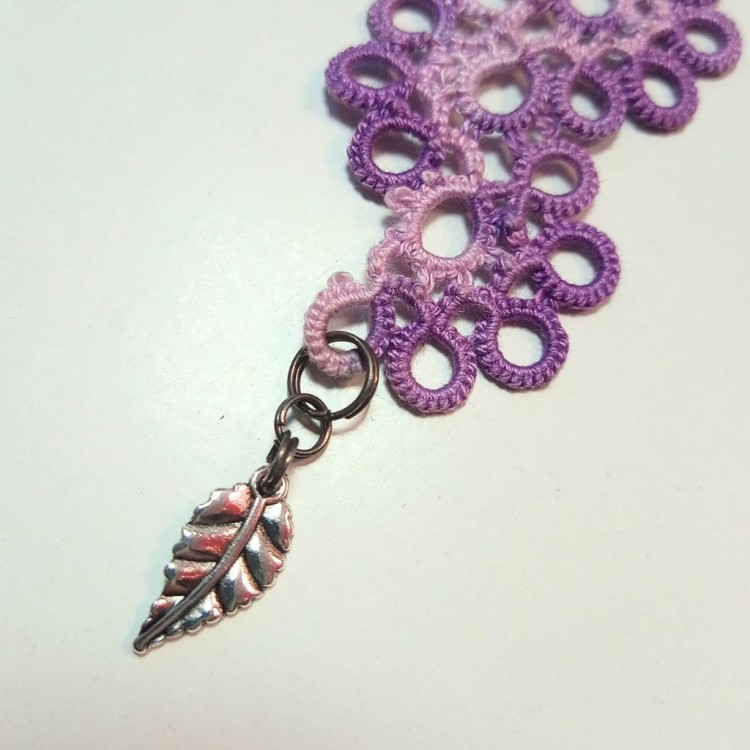 Zakładka do książki handmade frywolitka Listek 3