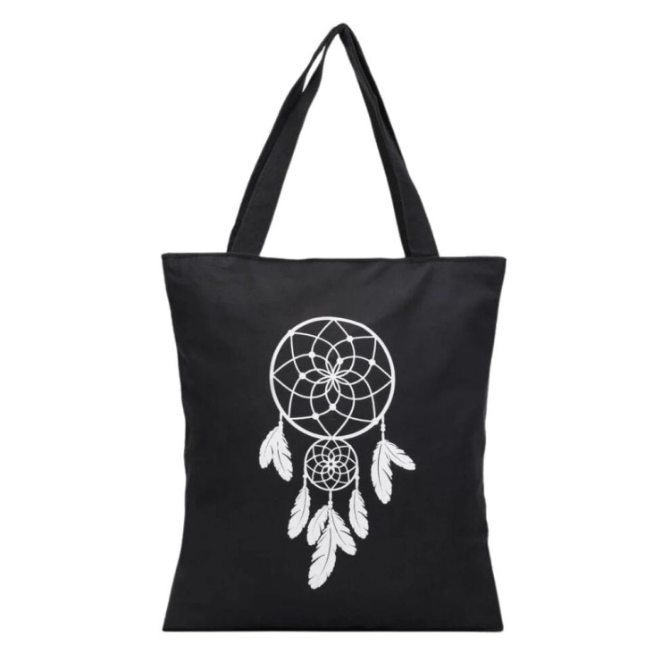 Torba zapinana Łapacz snów czarna przód