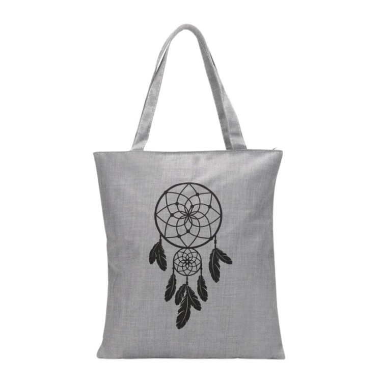 Torba zapinana Łapacz snów szara przód