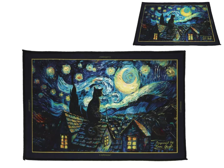 Dywanik dekoracyjny Van Gogh Gwiaździsta noc i koty 1.webp