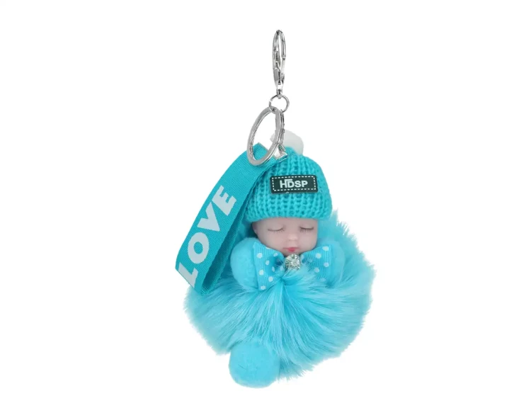 Breloczek niemowlak pompon niebieski 3.webp