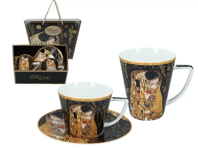 Zestaw kubek i filiżanka Carmani Gustav Klimt Pocałunek 1.webp