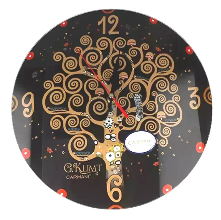Zegar szklany 30 cm Gustav Klimt Drzewo zycia widok z przodu