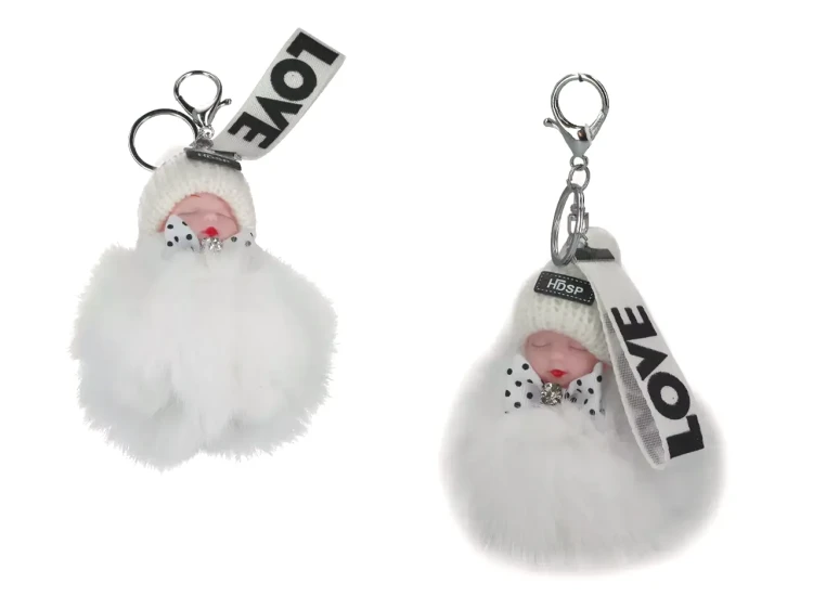 Breloczek niemowlak pompon biały 1.webp