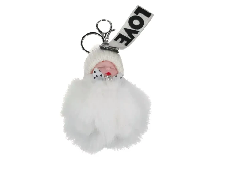 Breloczek niemowlak pompon biały 2.webp