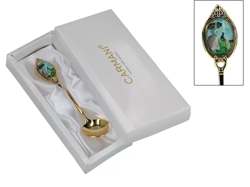 Łyżeczka do cukru pozłacana Claude Monet Kobieta z parasolką.webp