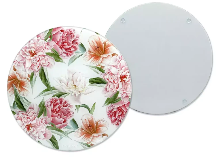 Szklana deska okrągła 30 Piwonie i lilie 1.webp