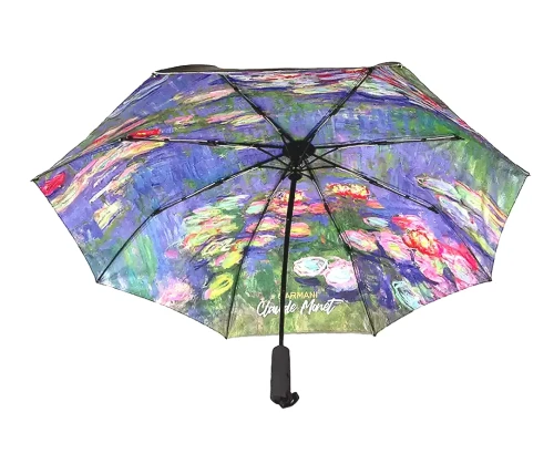 Parasolka składana Claude Monet Lilie wodne wzór pod spodem - parasolka rozłożona