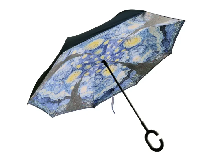 Parasol odwrotny Vincent van Gogh Gwiaździsta noc rozłożony czasza widoczna od spodu