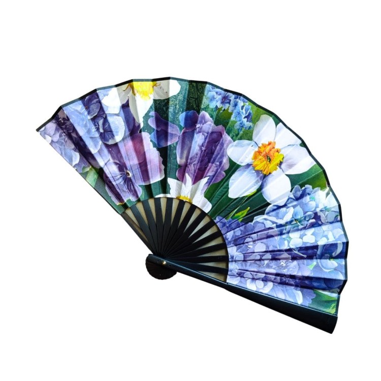 Wachlarz dwustronny Lawenda i maki 2