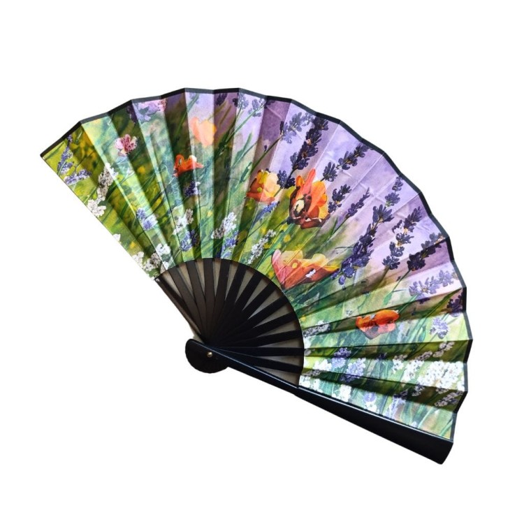 Wachlarz dwustronny Lawenda i maki 3