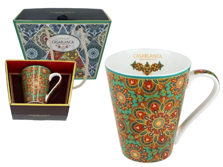 Kubek porcelanowy Casablanca Ornaments zielony 1.webp