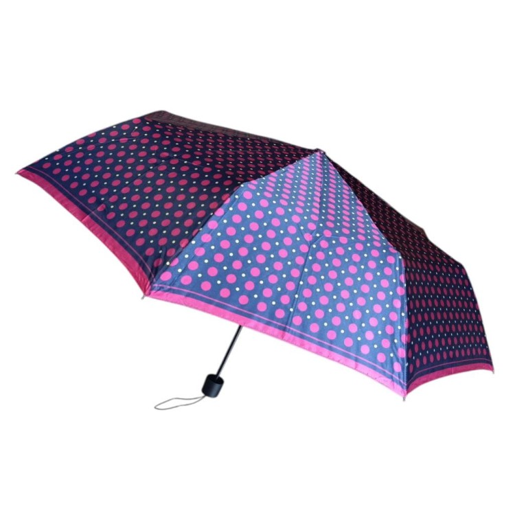 Parasolka składana manualna Lantana Satynowe groszki fuksja rozłożony