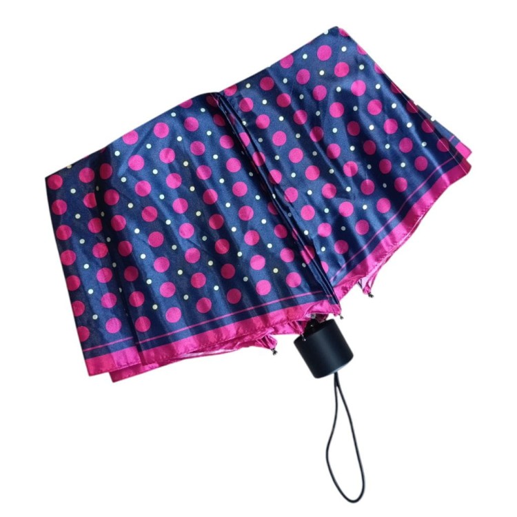 Parasolka składana manualna Lantana Satynowe groszki fuksja złożony