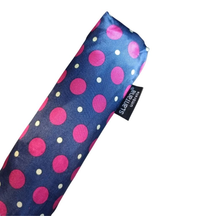 Parasolka składana manualna Lantana Satynowe groszki fuksja pokrowiec