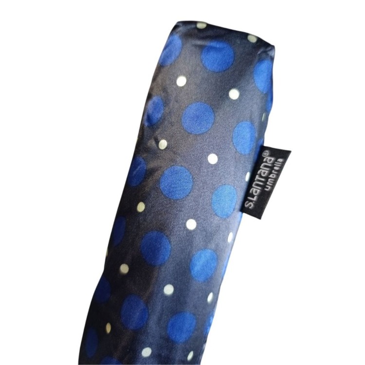 Parasolka składana manualna Lantana Satynowe groszki granatowe pokrowiec