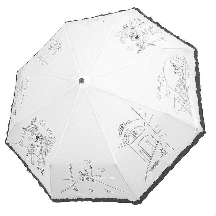 Parasolka składana z falbanką DP362 Romans biała  czasza rozłożona