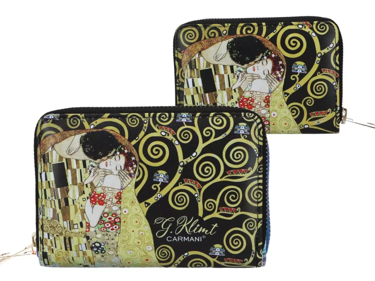 Portfel na zamek Gustav Klimt Pocałunek przód i tył.webp