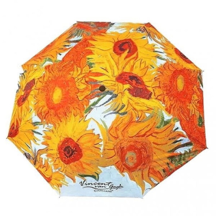 Parasolka van Gogh Słoneczniki - wzór na wierzchu - czasza rozłożona widok z góry