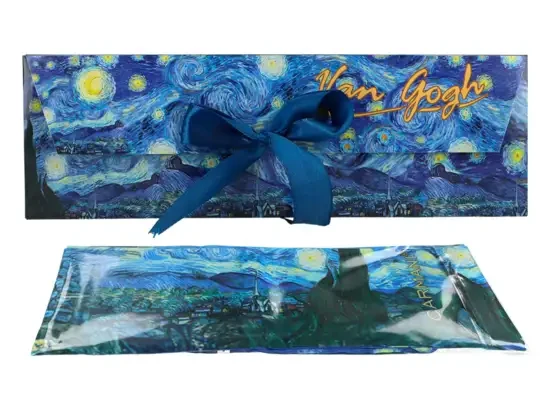 Szarfa do włosów Vincent van Gogh Gwiaździsta noc w eleganckim pudełku prezentowym.webp