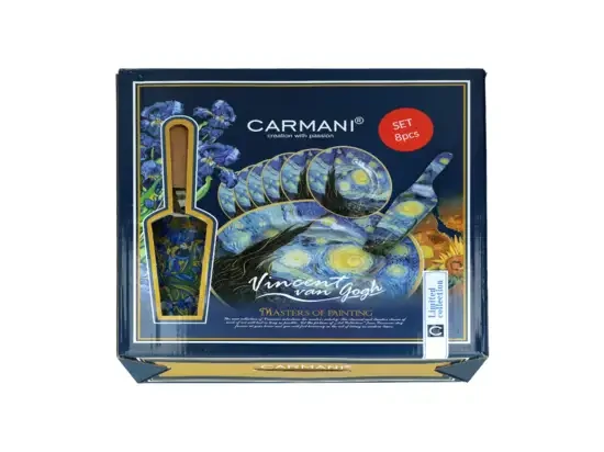 Komplet talerzyków z paterą i łopatką Vincent van Gogh Irysy pudełko prezentowe