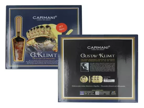 Zestaw talerzy z łopatką Gustav Klimt Pocałunek pudełko prezentowe.webp