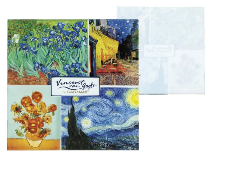 Szklana podkładka Vincent van Gogh Kolaż najsłynniejszych dzieł przód i tył.webp