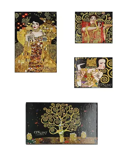 Komplet 4 magnesów na lodówkę Gustav Klimt dzieła różne.webp