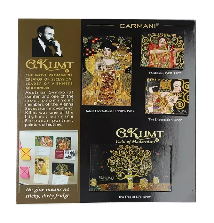 Komplet 4 magnesów na lodówkę Gustav Klimt dzieła różne.webp
