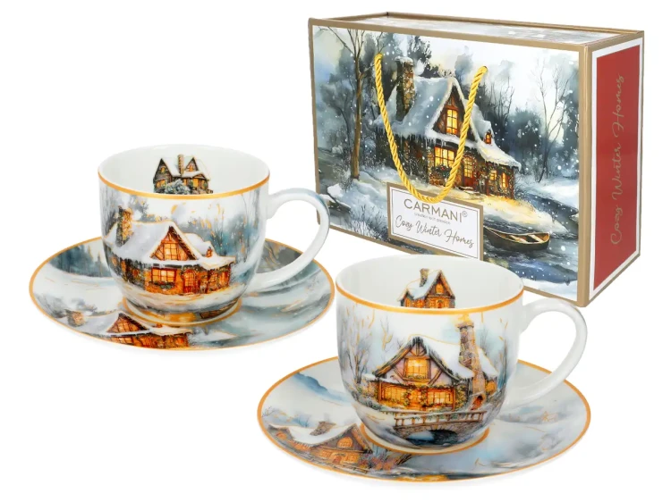 Komplet filiżanek porcelanowych Dom w objęciach zimy zdjęcie główne.webp