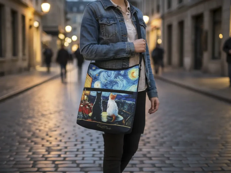 Torebka na ramię Koty Vincenta modelka z torbą.webp