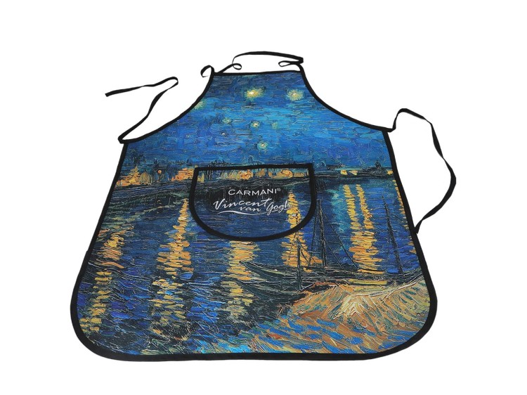 Fartuszek kuchenny - Vincent van Gogh - Noc nad Rodanem rozłożony na płasko