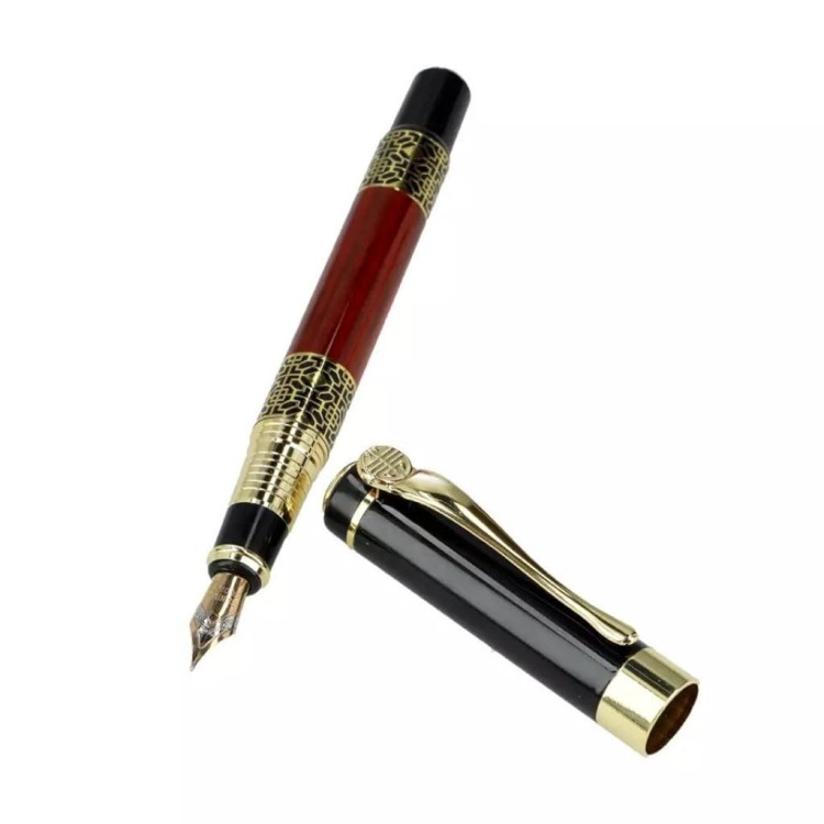 Pióro wieczne bordowe ze złotym otwarte