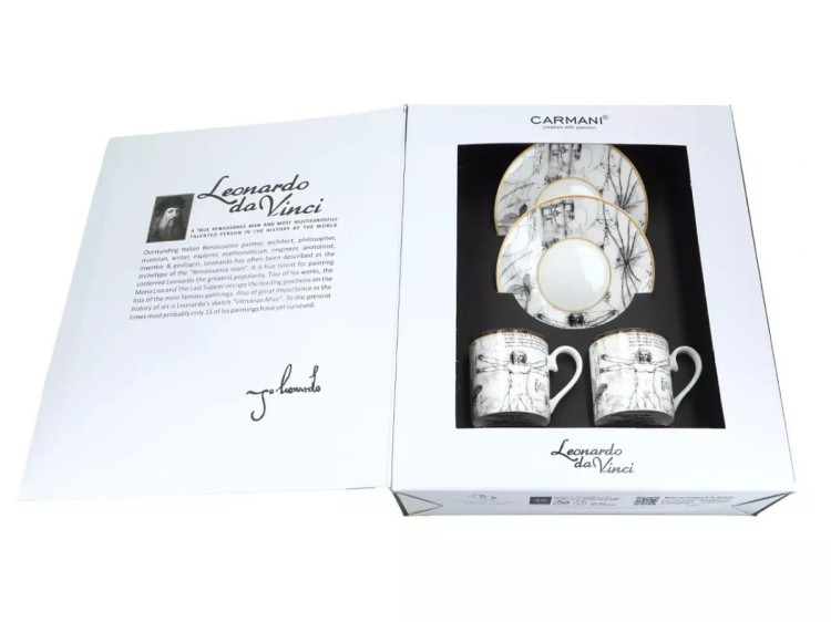 Komplet filiżanek do espresso da Vinci Człowiek witruwiański 5