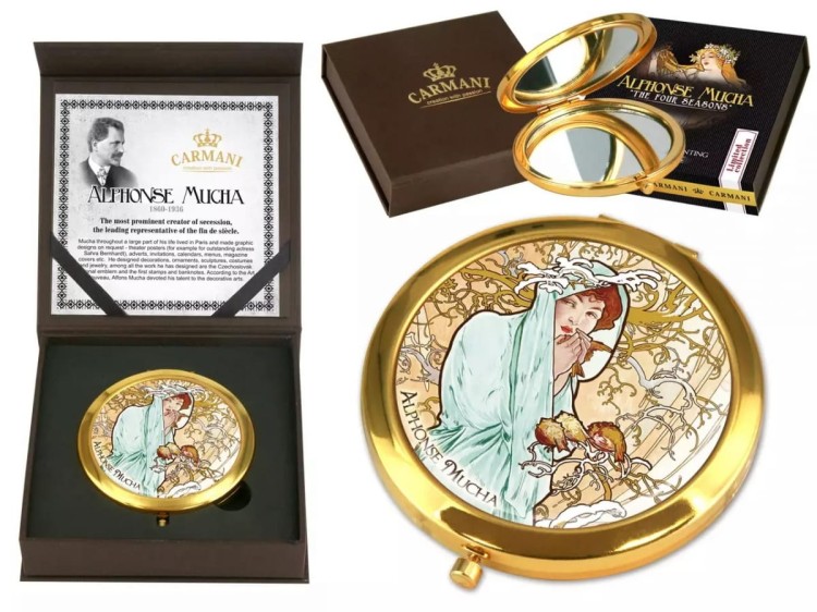 Lusterko do torebki podwójne Carmani Mucha Zima