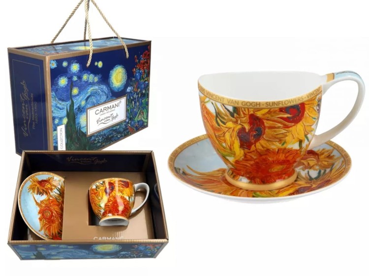 Filiżanka Big Vanessa 350 ml Vincent van Gogh Słoneczniki umieszczona w kuferku prezentowym