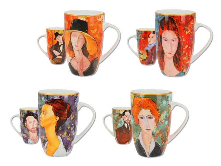 Komplet 4 kubków Amedeo Modigliani cztery wzory