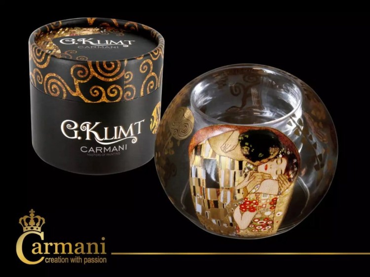Szklany świecznik kulka Klimt Pocałunek 3