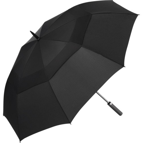 Fibermatic XL Vent wielki parasol automat 133 cm - kolor czarny rozłożony widok z boku