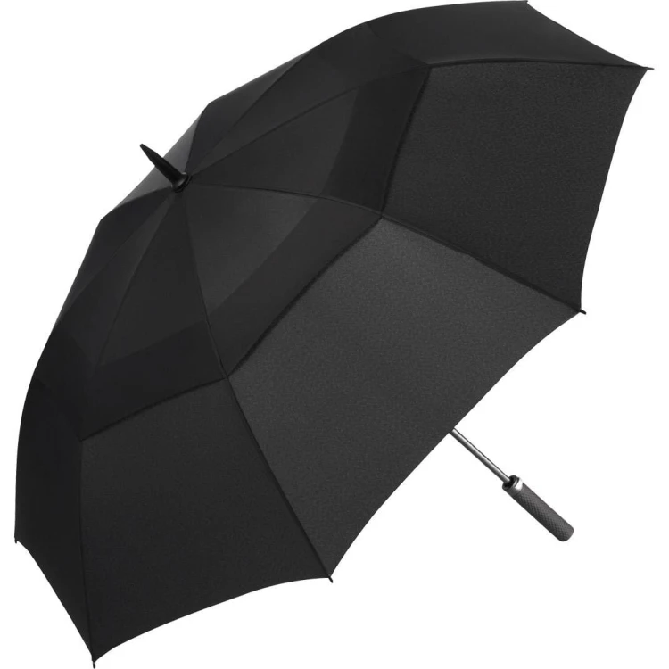 Fibermatic XL Vent wielki parasol automat 133 cm - kolor czarny rozłożony widok z boku