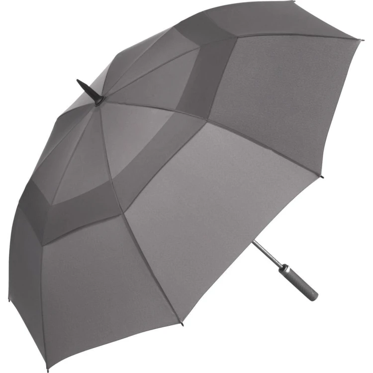 Fibermatic XL Vent wielki parasol automat 133 cm kolor szary rozłożony widok z boku