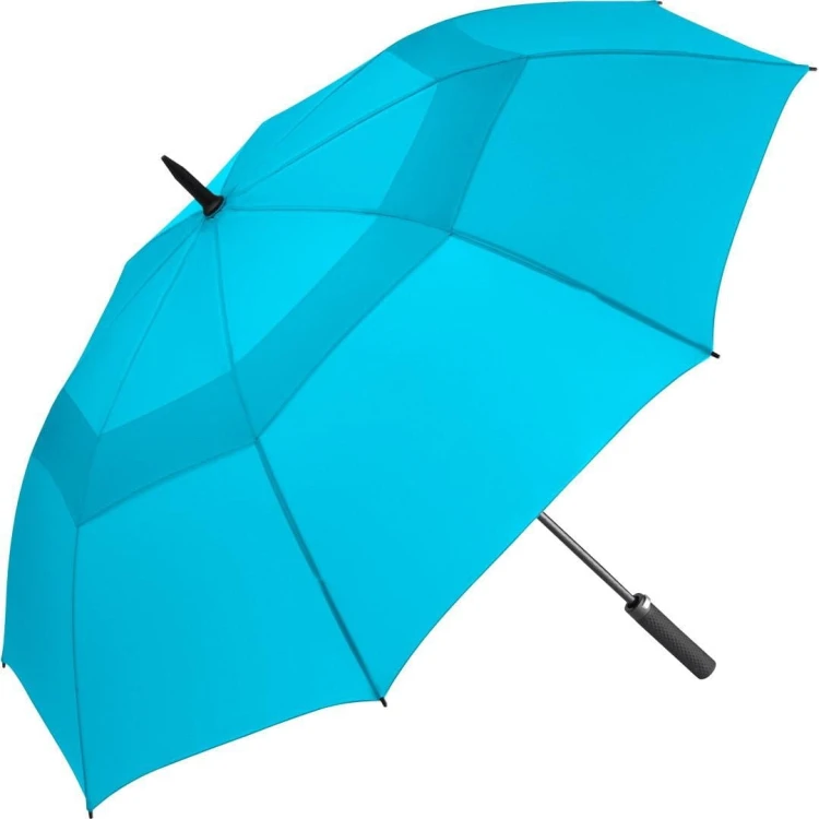Fibermatic XL Vent wielki parasol automat 133 cm kolor niebieski rozłożony widok z boku