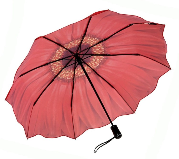 Parasolka składana reverse Galleria Czerwona gerbera czasza rozłożona widok od spodu