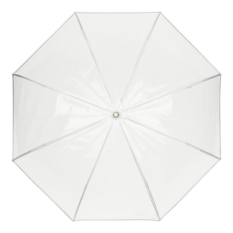 Parasolka przezroczysta Von Lilienfeld z białym stelażem rozłożona czasza widok z góry