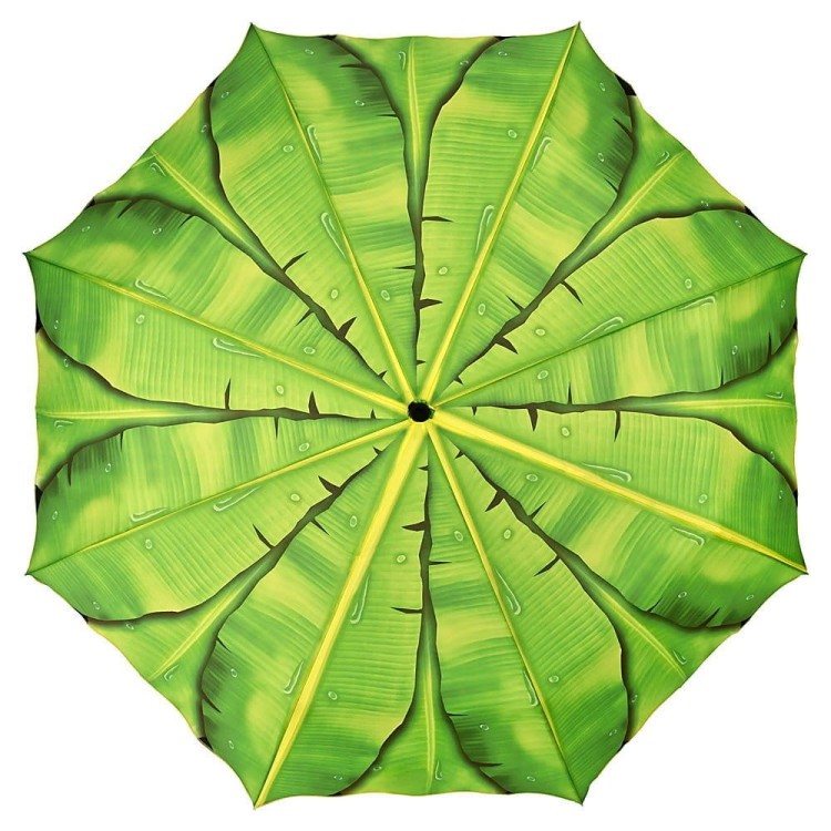 Parasolka składana Von Lilienfeld Liście bananowca rozłożona czasza widok z góry