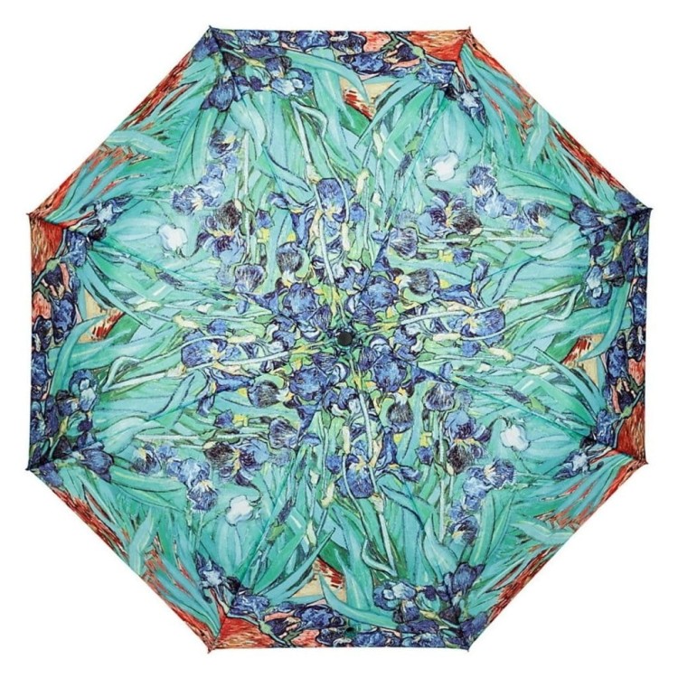 Parasolka składana Von Lilienfeld van Gogh Irysy rozłożona czasza widoczna z góry