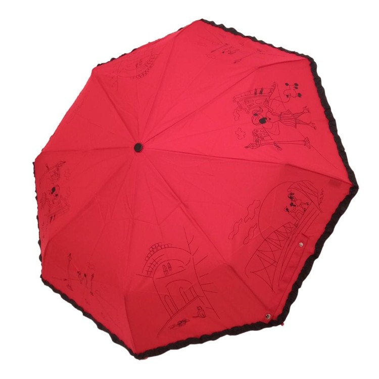 Parasolka składana z falbanką DP362 Romans czerwona  czasza w całości