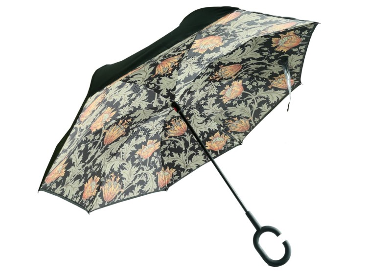 Parasol długi odwrotny Carmani William Morris rozłożony czasza widoczna od spodu