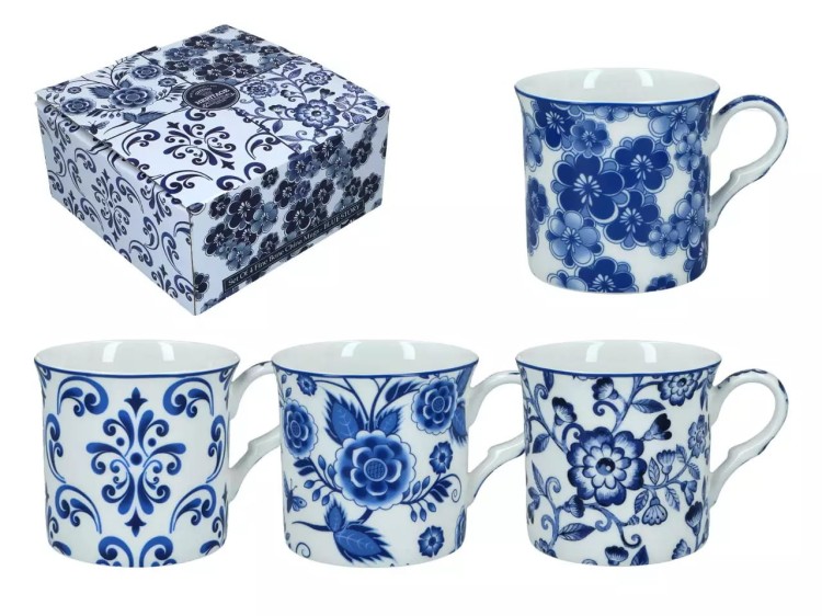 Komplet 4 kubków z porcelany Blue Story